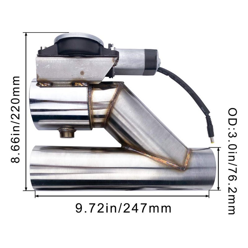 SPELAB Electric Alloy Steel Exhaust Cutout Valve 3.0 Inch 76mm Catback Single Y Pipe with One Controller Remote Kit - Image 5
